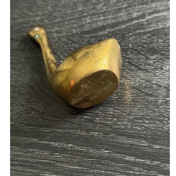 Vintage Mid Century Modern Solid Brass Swan Figurine Paperweight Ringer Holder - Picture 3 of 10